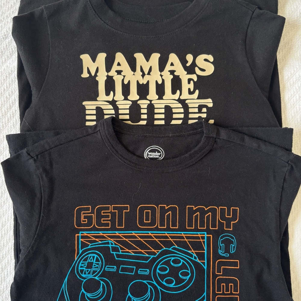 Wonder Nation Black Long Sleeve Tees - Mama's Little Dude & Game Controller